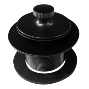 Westbrass D94K-62 Twist & Close Bathtub Drain Stopper with 2-Hole Faceplate and Adapter Bushing, Matte Black