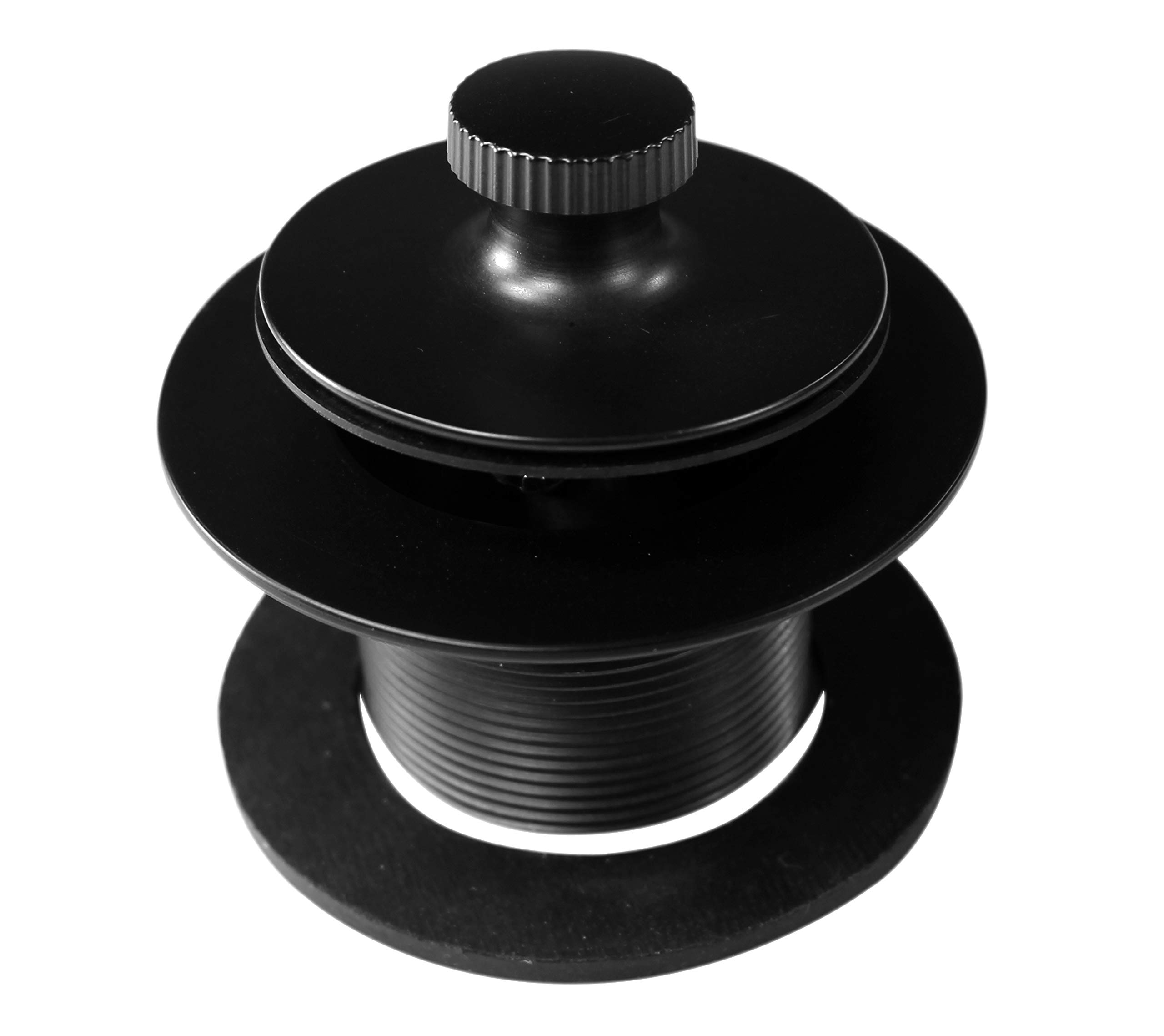 Westbrass D94K-62 Twist & Close Bathtub Drain Stopper with 2-Hole Faceplate and Adapter Bushing, Matte Black