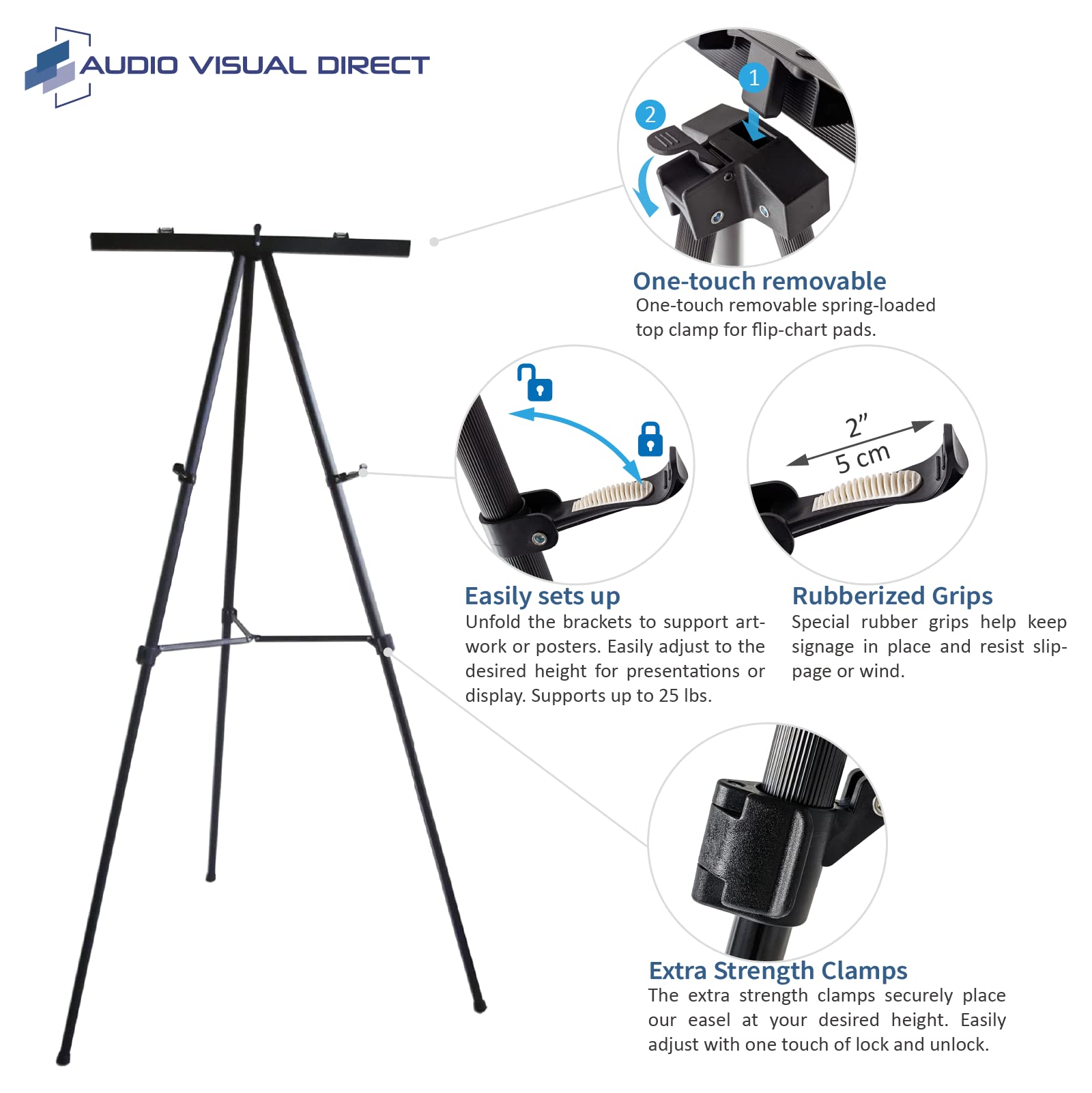 Lightweight Aluminum Flip-Chart Presentation Easel, 70 Inches, Black