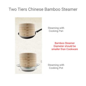 JapanBargain 2221, Bamboo Steamer Basket 6 inch Chinese Food Rice Vegetable Dim Sum Buns Chicken Meat Seafood Dumpling Steamer, 6-inch