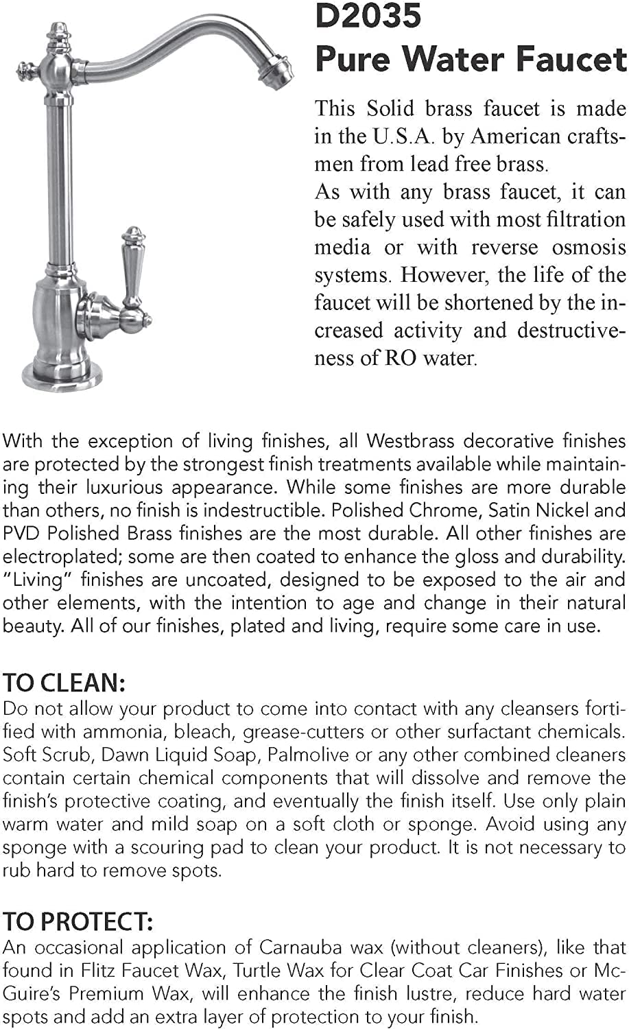 Westbrass D2035-NL-05 9" Victorian 1-Lever Handle Cold Water Dispenser Faucet, Polished Nickel