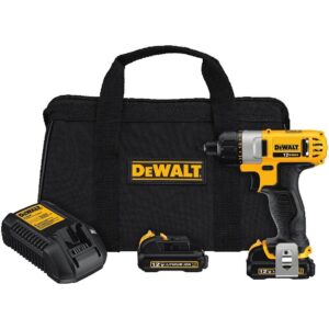 dewalt 12v max cordless screwdriver, 1/4-inch hex chuck, 1-inch bit tips, electric (dcf610s2)