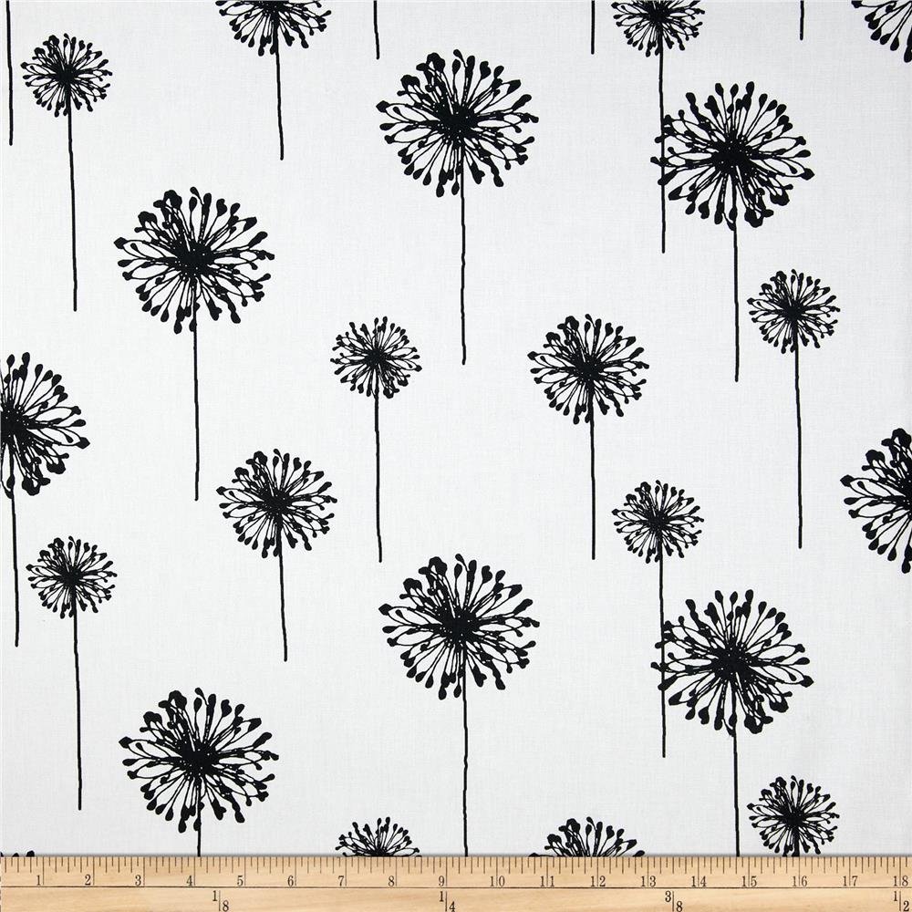 Premier Prints Dandelion Cotton Duck White/Black, Fabric by the Yard