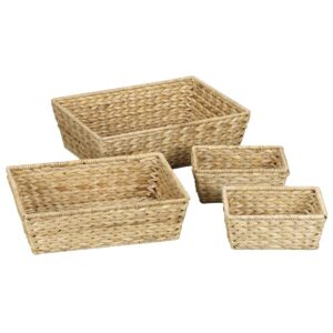 household essentials rectangular banana leaf basket set (set of 4), natural brown