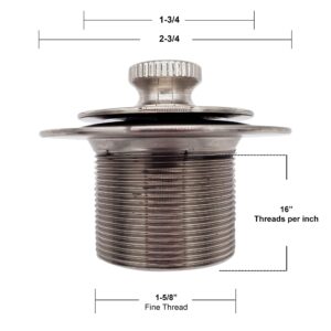 Westbrass Twist & Close 1-3/8" NPSM Fine Thread Bath Drain, Stainless Steel, D331-F-20