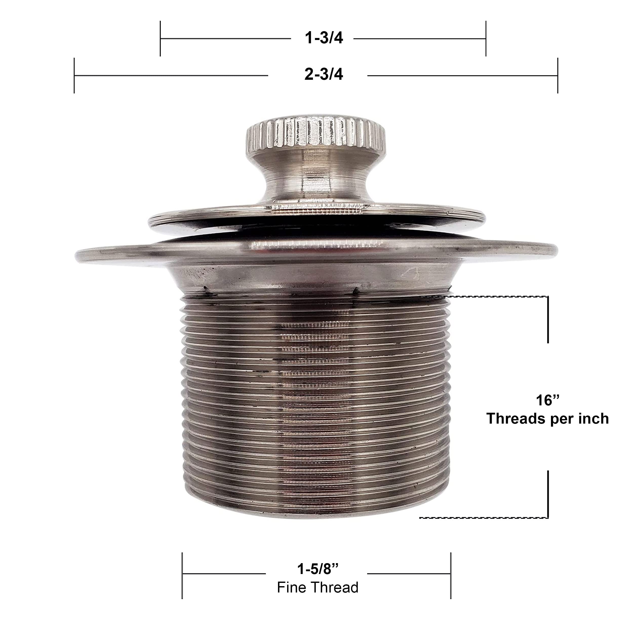 Westbrass Twist & Close 1-3/8" NPSM Fine Thread Bath Drain, Stainless Steel, D331-F-20