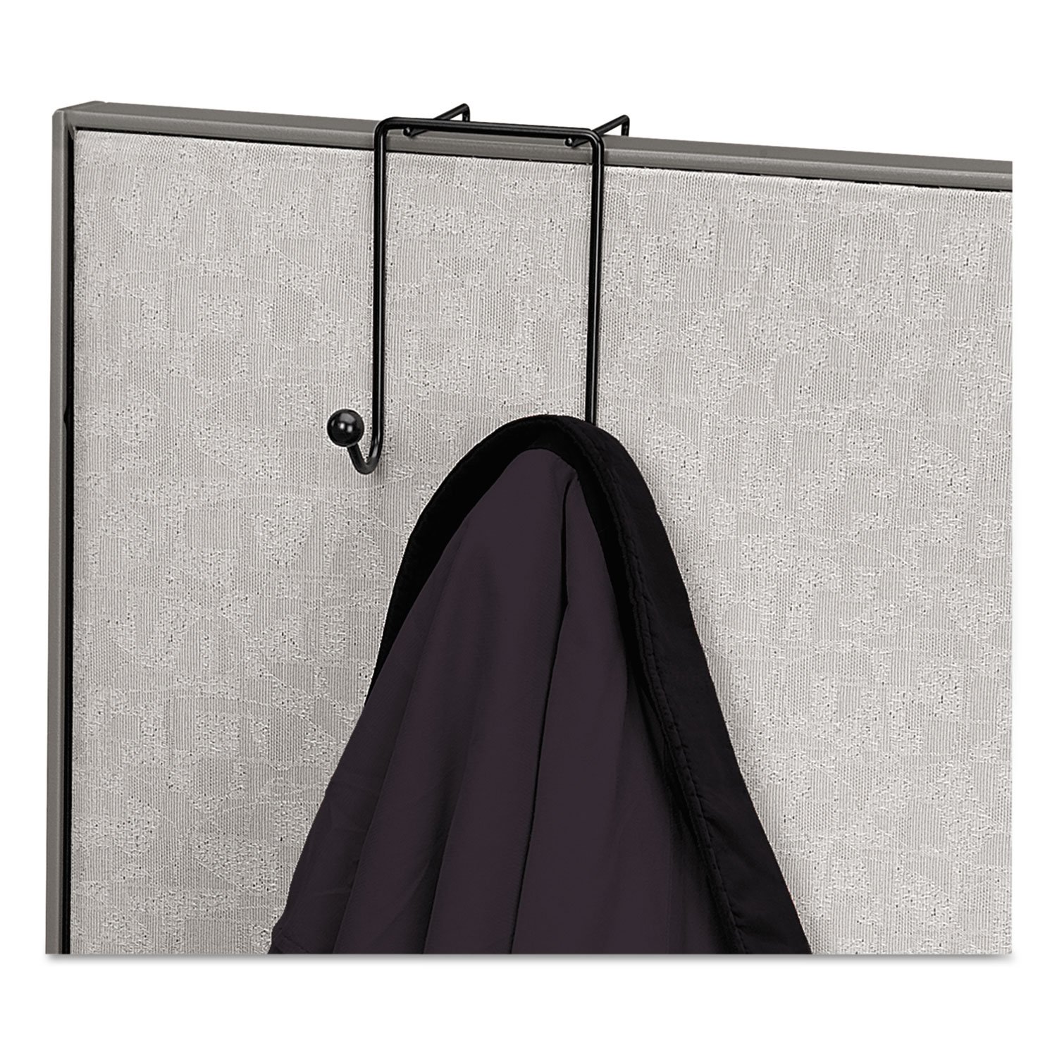 Fellowes 75510 Double Coat Hook, for Partitions, Wire, 4-Inch x5-1/8-Inch x6-Inch , Black