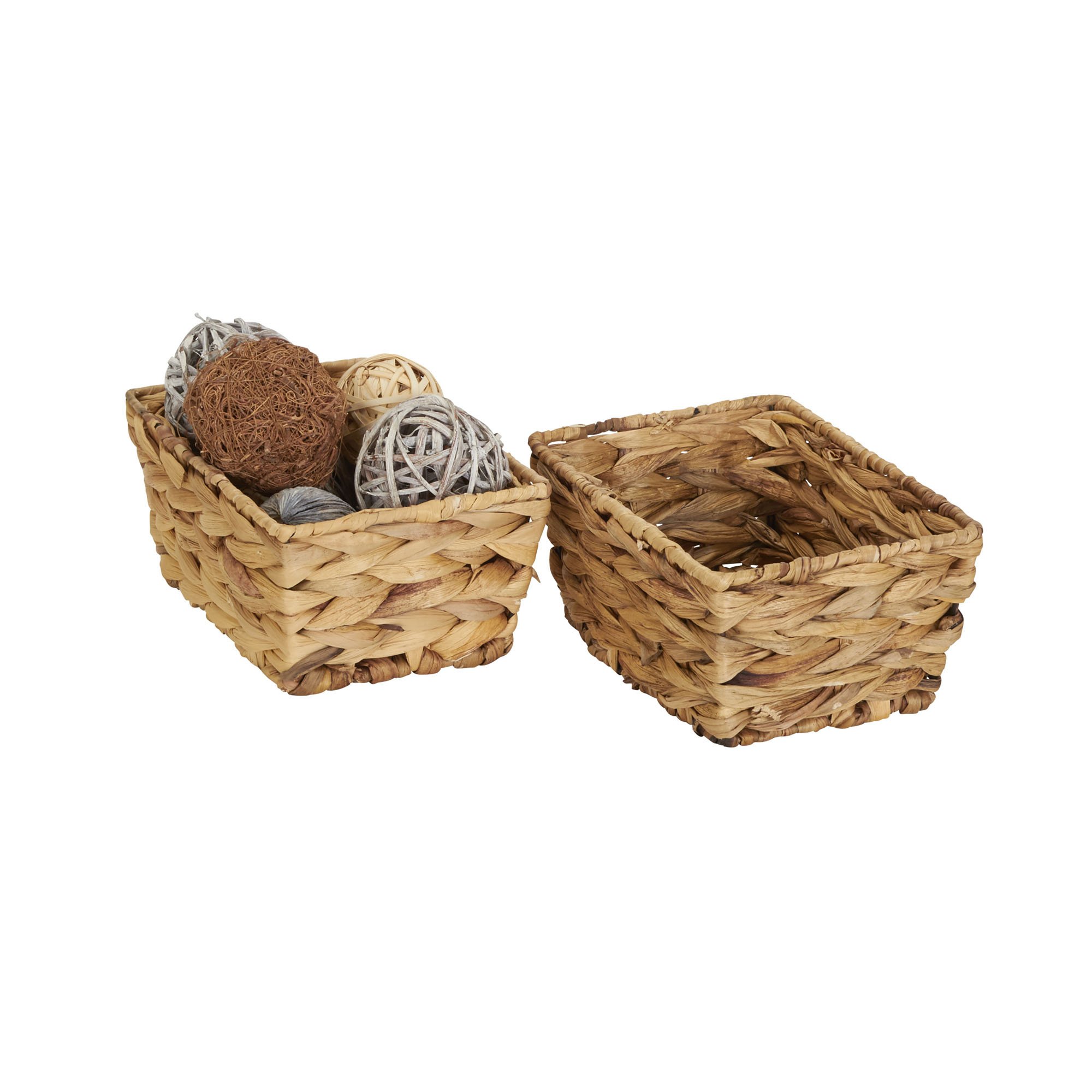 Household Essentials Rectangular Banana Leaf Basket Set (Set of 4), Natural Brown