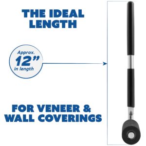 Fulton Long Handle J Roller with Thick Rubber Roller 1-1/2” in Diameter by 2-7/8” Wide For Veneers Laminate Wall Coverings and Edge Banding for Maximum Pressure Adhesion