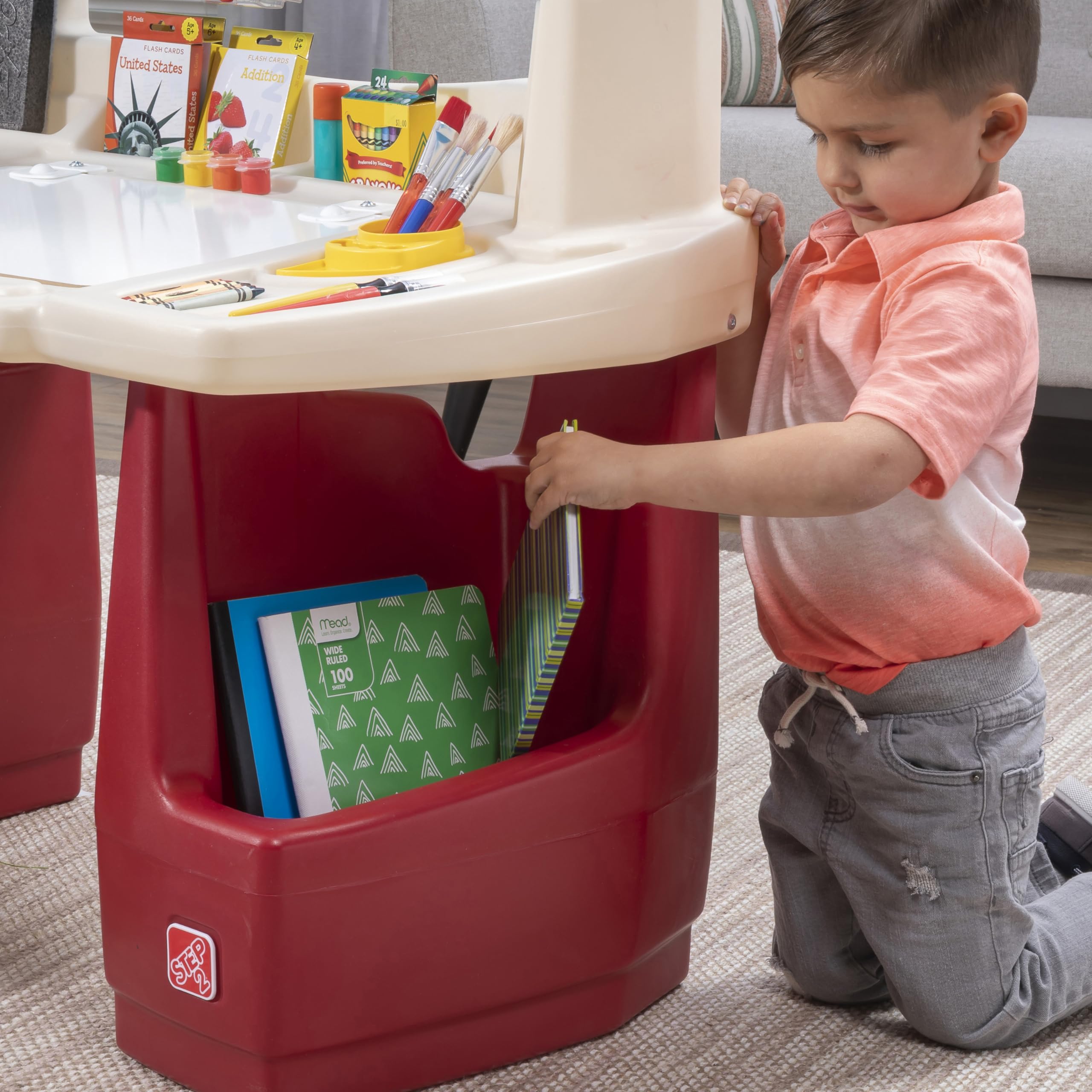 Step2 Deluxe Art Master Kids Desk, Toddler Activity Table and Chair, Craft Table with Storage, Ages 3+ Years Old