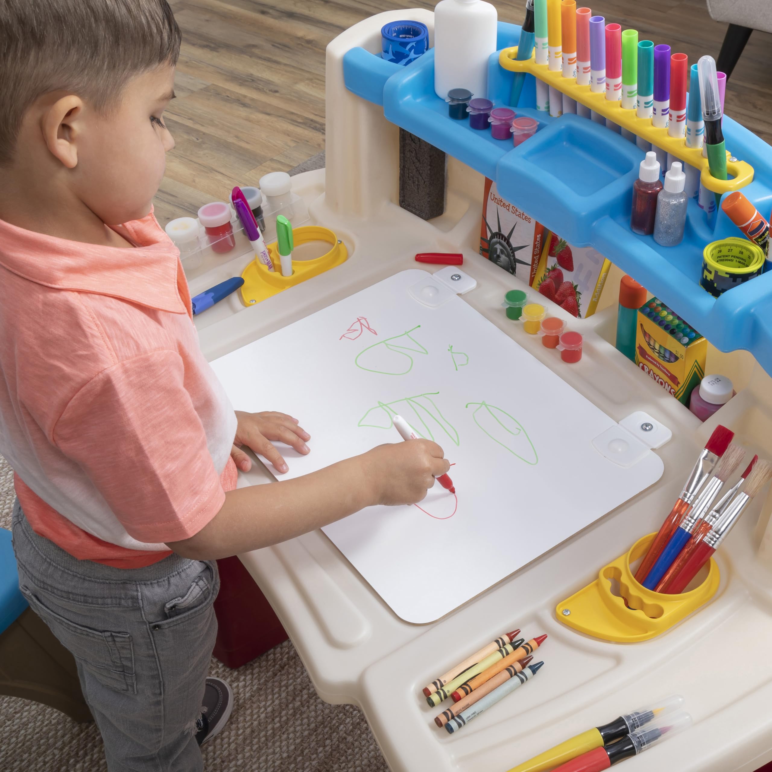 Step2 Deluxe Art Master Kids Desk, Toddler Activity Table and Chair, Craft Table with Storage, Ages 3+ Years Old