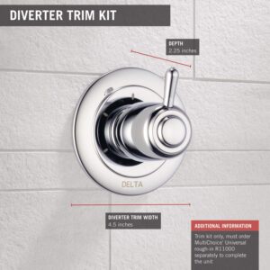 Delta Faucet 3-Setting Shower Handle Diverter Trim Kit, Diverter Valve Trim Kit Chrome, 3 Way Shower Diverter, Delta Diverter Trim, Chrome T11800 (Valve Not Included) , 2.75 x 4.50 x 2.75 inches