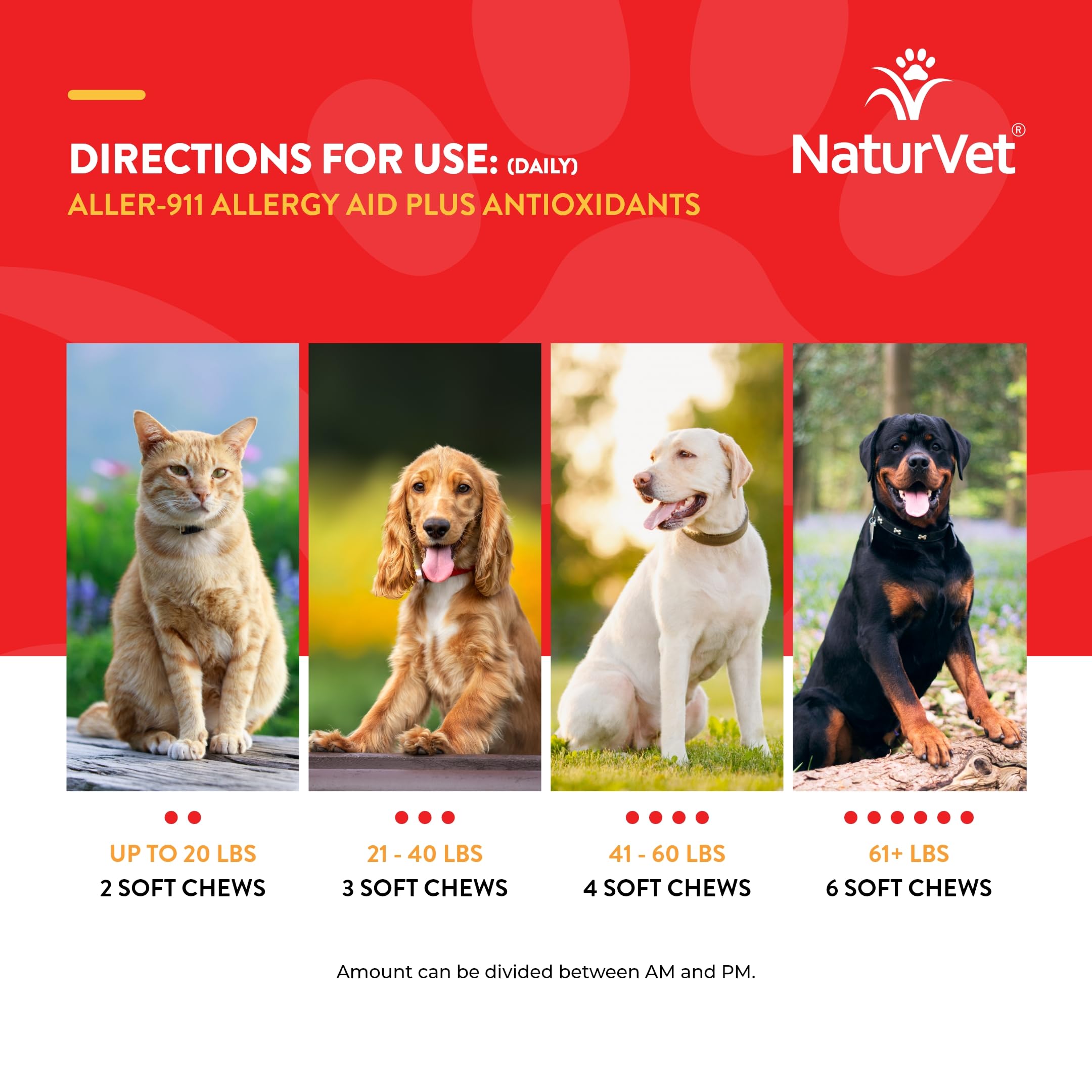 NaturVet – Aller-911 Skin & Coat Allergy Aid Plus Antioxidants – 90 Soft Chews – Supports Immune System, Skin Moisture & Respiratory Health – Enhanced with Omegas, DHA & EPA – for Dogs & Cats