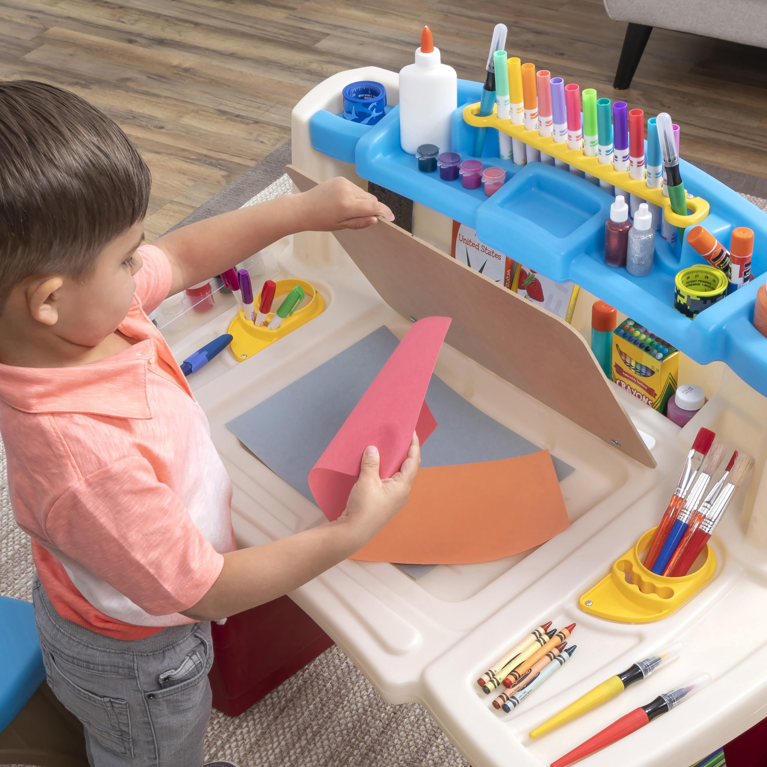 Step2 Deluxe Art Master Kids Desk, Toddler Activity Table and Chair, Craft Table with Storage, Ages 3+ Years Old