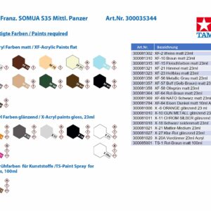 Tamiya 300035344 – 1:35 French SOMUA S35 Medium Tank, Faithful Replica, Plastic, Crafts, Model kit, Assembly, unpainted