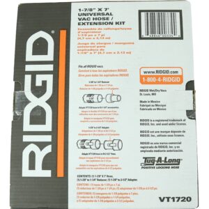 Ridgid Tug-A-Long Genuine OEM 31713 1-7/8 Inch, 7 Foot Vacuum Hose Kit for Wet / Dry Vacuums w/ 1-1/4“ Adapter