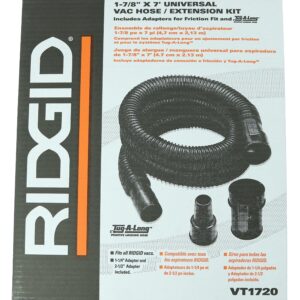 Ridgid Tug-A-Long Genuine OEM 31713 1-7/8 Inch, 7 Foot Vacuum Hose Kit for Wet / Dry Vacuums w/ 1-1/4“ Adapter