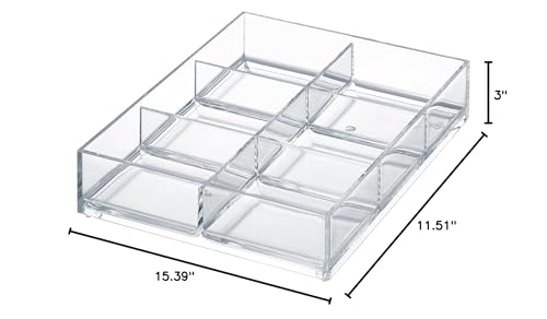 Like-It | MX-T11 | System Tray | Stackable Organizer | Drawer Organizer | A6 | 6 Divide |4.53" × 6.06" × 1.18" | Clear |