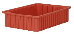 akro-mils 33226 akro-grid plastic slotted dividable modu box stackable grid storage tote container, (22-3/8-inch l x 17-3/8-inch w x 6-inch h), (4 pack), red