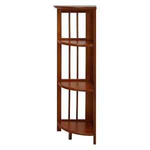 Casual Home 4-Shelf Corner Folding Bookcase, Honey Oak