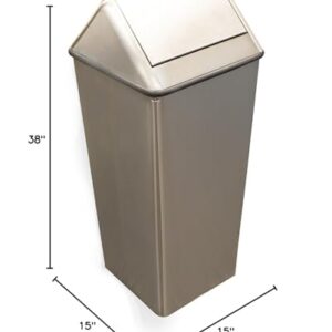 Witt Industries 1411HTSS Stainless Steel 21-Gallon Waste Watcher Hamper and Swing Top Receptacle, Square, 15" Width x 15" Depth x 38" Height, Silver