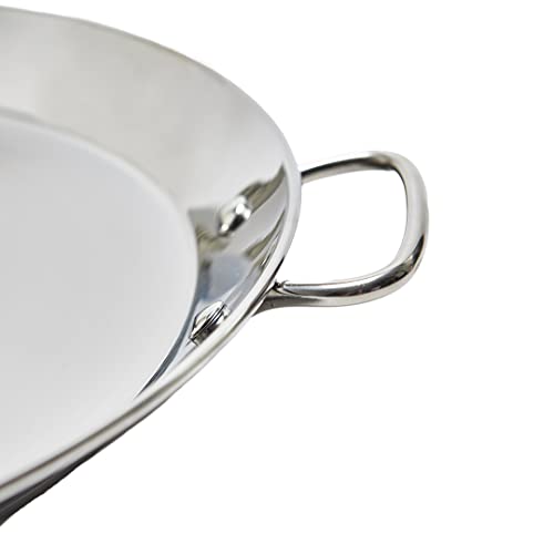 Garcima 16-inch Stainless Flat Bottom Paella Pan, 40cm