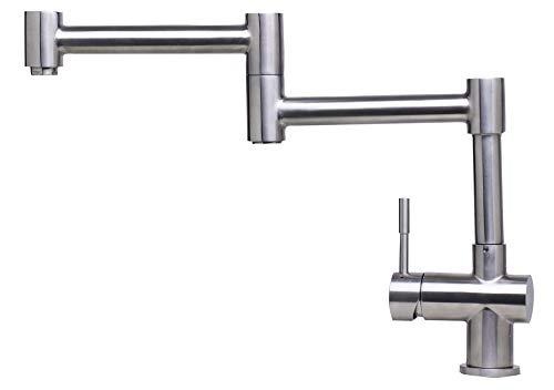 ALFI brand AB2038 Solid Retractable Single Hole Kitchen Faucet, Polished Stainless Steel