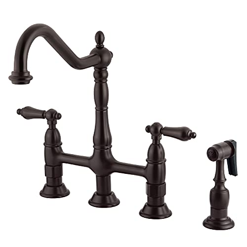 Kingston Brass KS1275ALBS Heritage Bridge Kitchen Faucet, 8-3/4", Oil-Rubbed Bronze