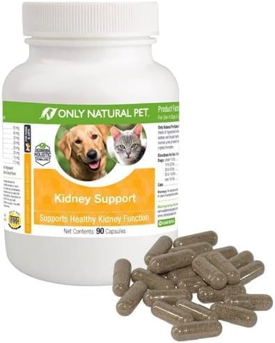 ONLY NATURAL PET Kidney Support Supplement | Supports Urinary Tract & Bladder Health w/Cranberry Extract | Incontinence Prevention (Capsules May be Opened and Contents Mixed w/Food) - 90 Capsules