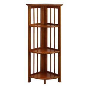 Casual Home 4-Shelf Corner Folding Bookcase, Honey Oak