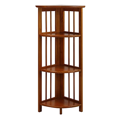 Casual Home 4-Shelf Corner Folding Bookcase, Honey Oak