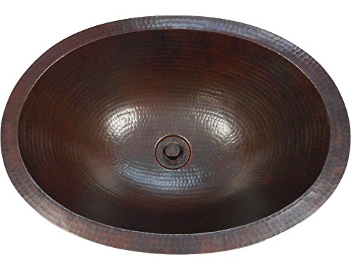 SimplyCopper 19" Oval Copper Bath Sink Drop In or Under Mount Installation Lift & Turn Drain Included