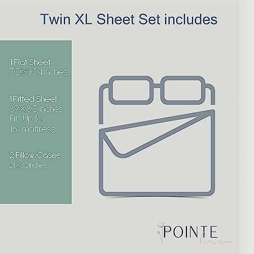 Pointehaven Heavy Weight Flannel Sheet Set, Twin XL, Snow Flakes - Warm & Cozy - 100% Cotton Flannel Pre-Shrunk -170 GSM -Deep Pockets -Easy Fit Elastic All Around-Comfy Double Brushed