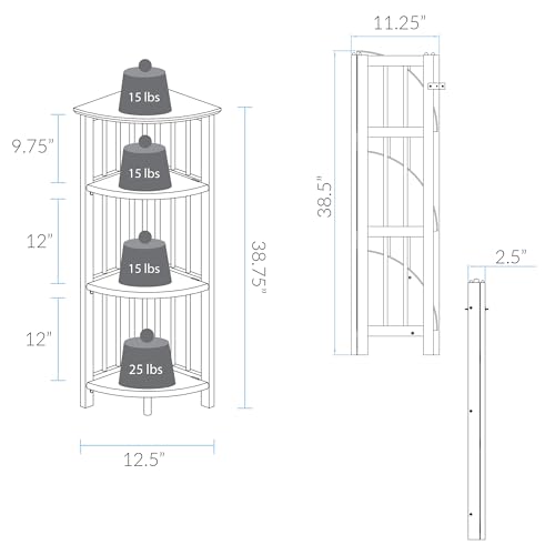 Casual Home 4-Shelf Corner Folding Bookcase, Honey Oak