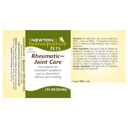 Newton Homeopathics Pets Rheumatic ~ Joint Care - 1 Oz Liquid