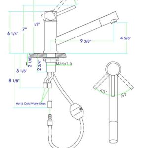 Alfi AB2025 Solid Stainless Steel Pull Out Kitchen Faucet