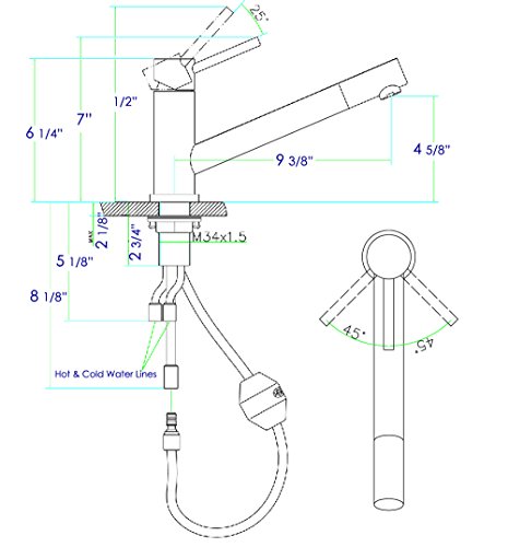 Alfi AB2025 Solid Stainless Steel Pull Out Kitchen Faucet