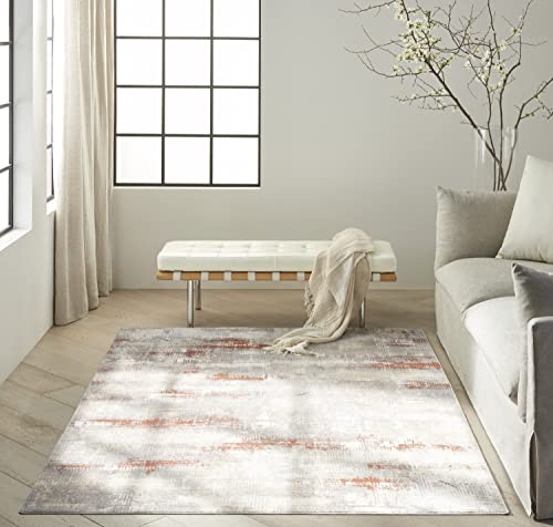 Calvin Klein Rush Ivory/Muti 8' x 10' Area-Rug, Modern, Abstract, Easy-Cleaning, Non Shedding, Bed Room, Living Room, Dining Room, Kitchen (8' x 10')