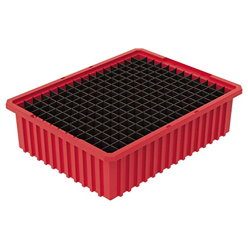 Akro-Mils 33226 Akro-Grid Plastic Slotted Dividable Modu Box Stackable Grid Storage Tote Container, (22-3/8-Inch L x 17-3/8-Inch W x 6-Inch H), (4 Pack), Red