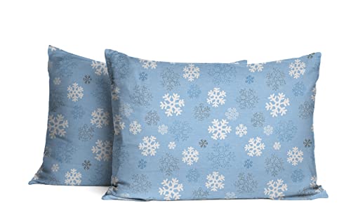 Pointehaven Heavy Weight Flannel Cotton Sheet Set, Full, Snow Flakes