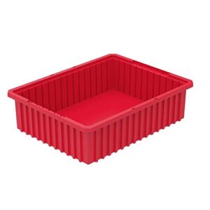 Akro-Mils 33226 Akro-Grid Plastic Slotted Dividable Modu Box Stackable Grid Storage Tote Container, (22-3/8-Inch L x 17-3/8-Inch W x 6-Inch H), (4 Pack), Red