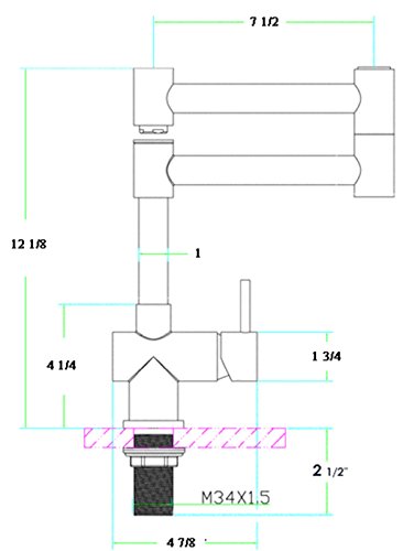 ALFI brand AB2038 Solid Retractable Single Hole Kitchen Faucet, Polished Stainless Steel