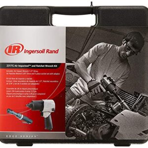 Ingersoll Rand 2317G Edge Series Kit with 231G Air Impact & 170G Air Ratchet Wrench, 5 Piece Socket Set and Storage Carry Case, Ergonomic Grips, Black