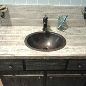 SimplyCopper 19" Oval Copper Bath Sink Drop In or Under Mount Installation Lift & Turn Drain Included