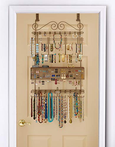 Longstem Organizers Over the Door, Wall Jewelry Organizer #7100 in Bronze, Holds Over 300 Pieces