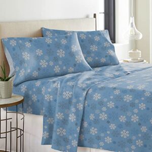 Pointehaven (Flannel-CKG-Snow-Flakes) Heavy Weight Printed Flannel 100-Percent Cotton Sheet Set, Snow Flakes, Cal King