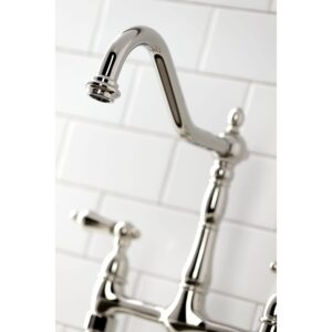 Kingston Brass KS1276ALBS Heritage Bridge Kitchen Faucet, Polished Nickel, 13.88 x 8.56 x 13.13