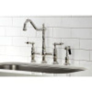 Kingston Brass KS1276ALBS Heritage Bridge Kitchen Faucet, Polished Nickel, 13.88 x 8.56 x 13.13