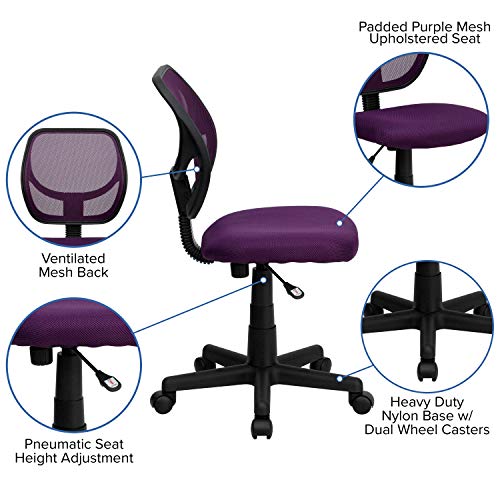 Flash Furniture Neri Low Back Purple Mesh Swivel Task Office Chair