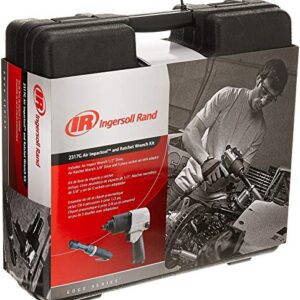 Ingersoll Rand 2317G Edge Series Kit with 231G Air Impact & 170G Air Ratchet Wrench, 5 Piece Socket Set and Storage Carry Case, Ergonomic Grips, Black